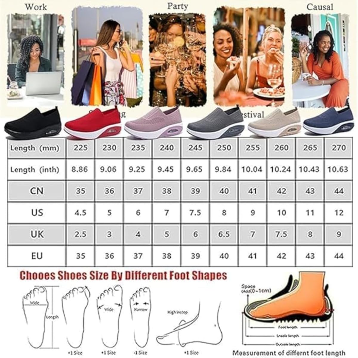 Tenis ortopédicos para mujer, cómodos zapatos de plataforma con parte inferior basculante, zapatos para caminar, con cojín de aire, zapatos para caminar, soporte de arco, tenis ligeros de cuña de