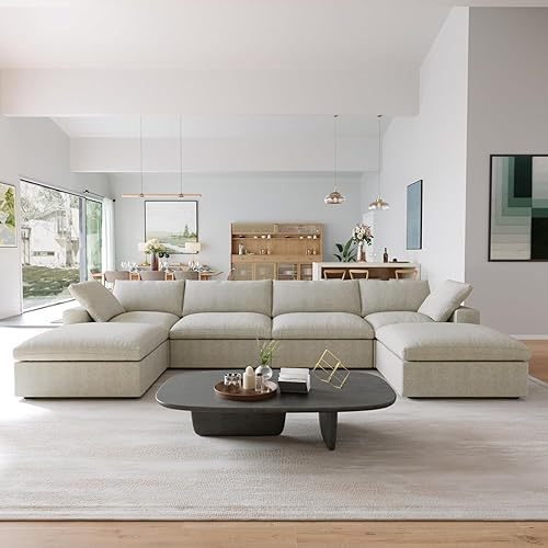 JACH Sofá seccional en forma de U para sala de estar, sofá modular convertible seccional, fundas de cojín de sofá extraíbles, cómodos sofás con