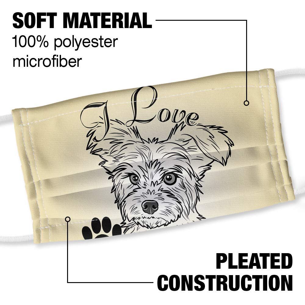 Popfunk I Love My Morkie Morkshire Terrier 1-Ply Reusable Face Mask Covering with Adjustable Nose Wire, Unisex