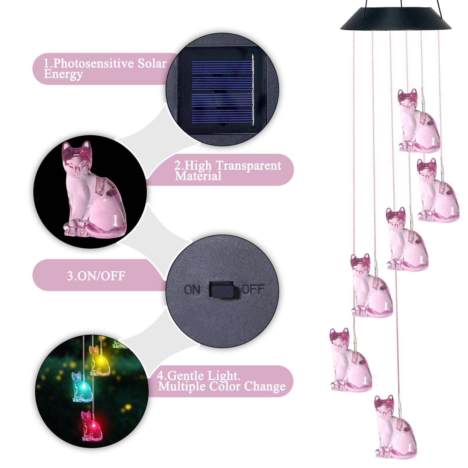 Solar-Windspiel für Garten, Muttertag, Geburtstag, Geschenke für Frauen, Mutter, Oma, Farbwechsel, dekorative Lichter, wasserdicht, mobiles Windspiel zum Aufhängen, für Außenbereich, Terrasse