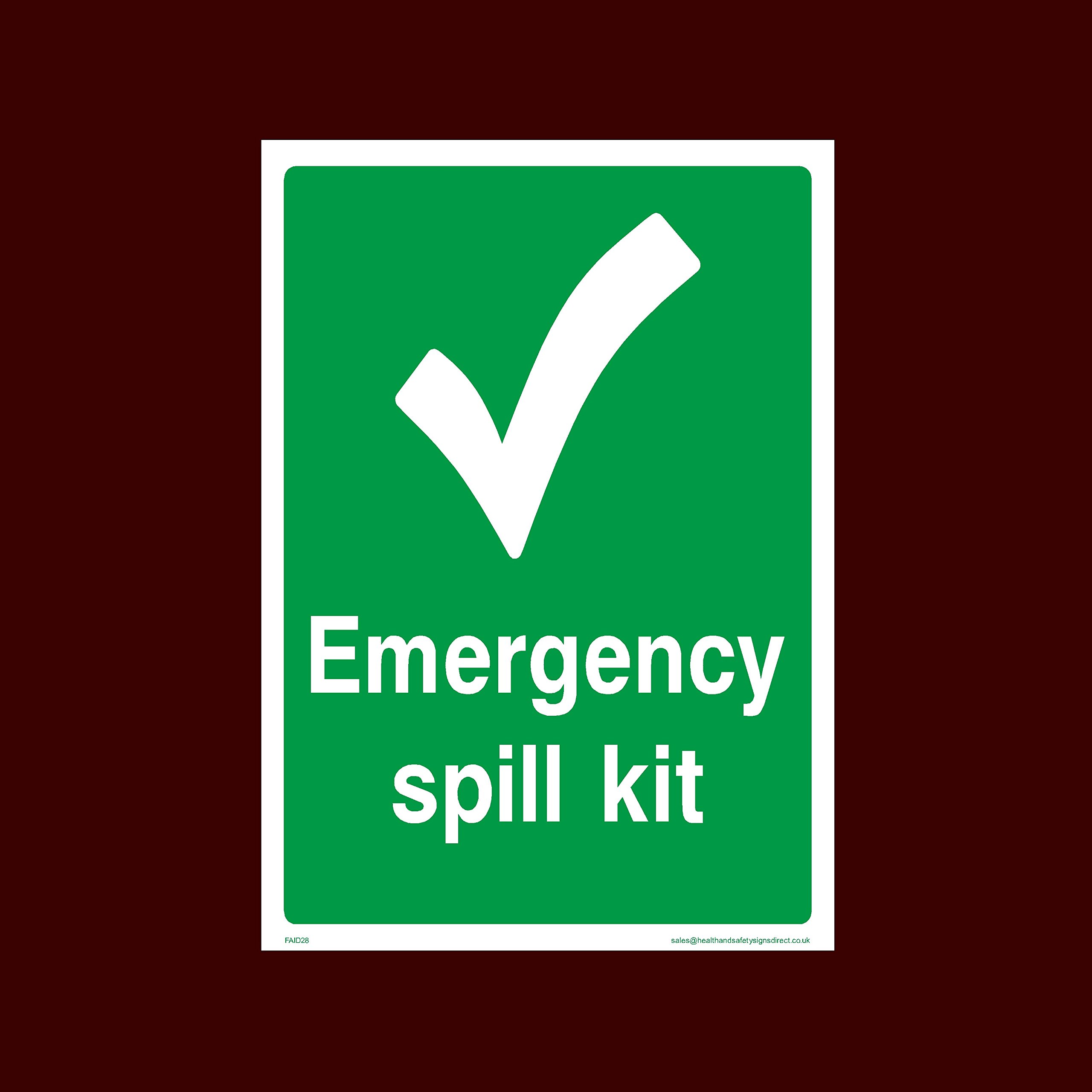 Ussp&S Emergency Spill Kit Plastic Sign - First Aid, Box, Eye Station, Aider, Spill, Located - (Faid28)