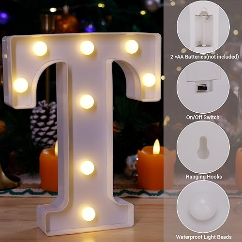 Miniatura 42 de Letrero LED de marquesina, letras iluminadas del alfabeto, letras LED que funcionan con pilas, para luz nocturna, bodas, cumpleaños, fiestas, Letra E