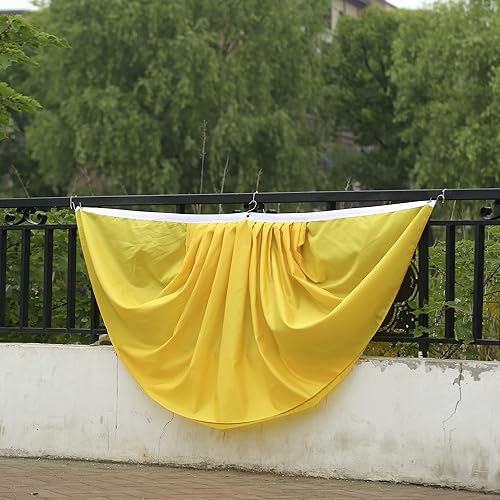 Miniatura 5 de Bandera de abanico plisada de color sólido amarillo de 3 x 6 pies, 2 banderas de abanico plisadas en color amarillo puro para interiores y