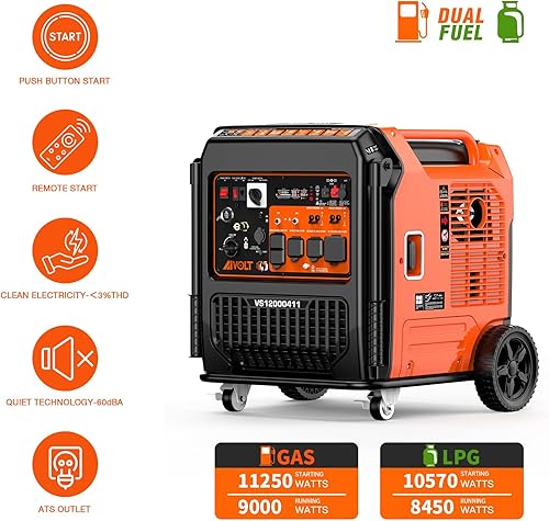 Miniatura 10 de AIVOLT Generador inversor de 4300 W a gas, portátil, súper silencioso, generador al aire libre, listo para herramientas de camping y uso doméstico