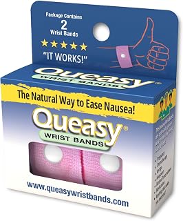 Three Lollies Queasy Anti-Nausea Wristbands – Nausea & Vomiting Relief from Morning Sickness, Motion Sickness, Migraine - Clinically Tested - Acupressure Wristband - 1 Count (2 Wristbands) – Pink