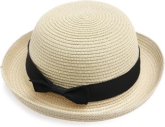Womens Straw Hat Summer Bowler Beach Cap for Kids Small Heads Lightweight | Durable,Bowknot Design,Perfect For Sunny Days. Easy To Carry For Travel. Breathable Comfort Fits Women And Girls