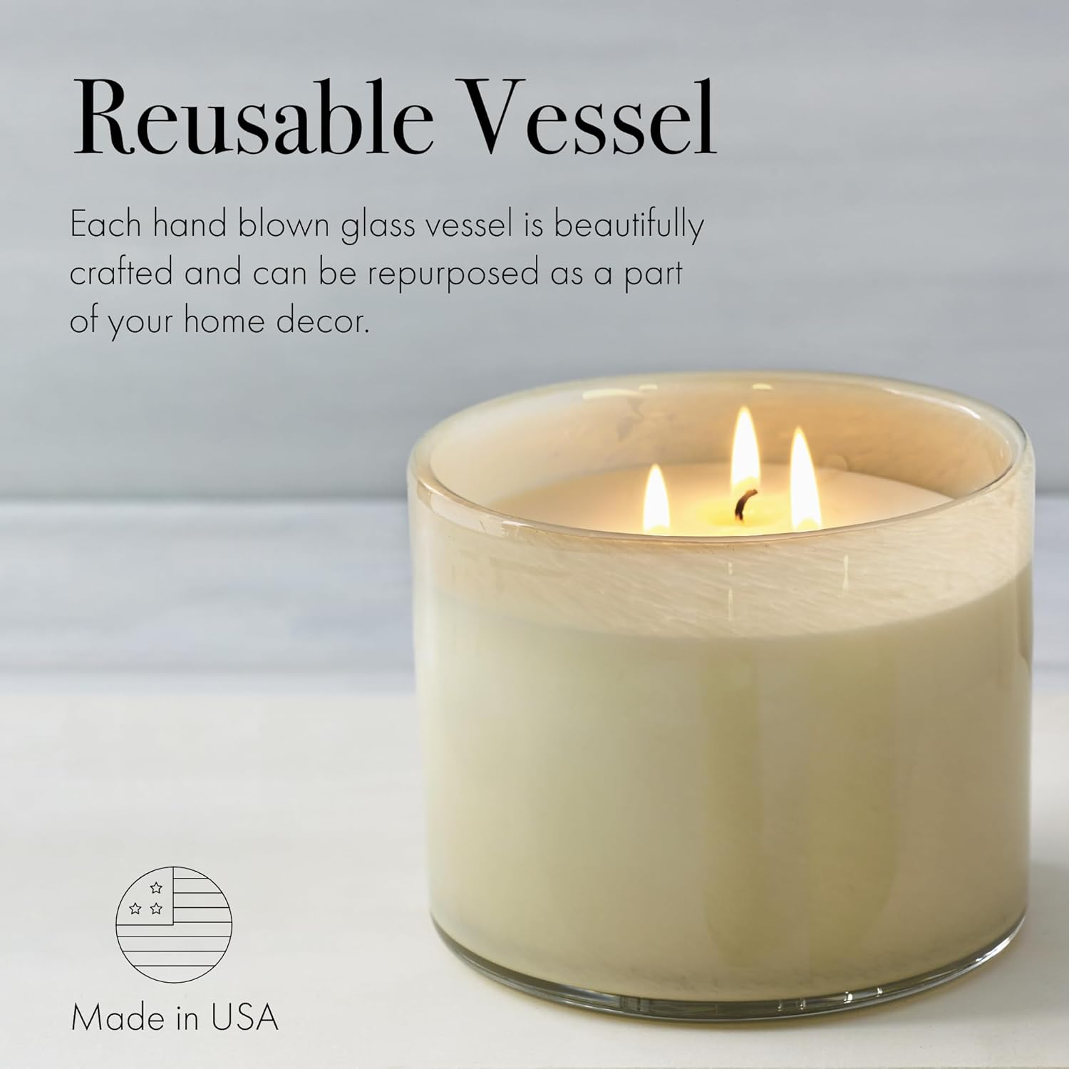 LAFCO New York 3-Wick Candle, Chamomile Lavender - 30 oz - 120-Hour Burn Time - Reusable, Hand Blown Glass Vessel - Made in The USA - Image 5