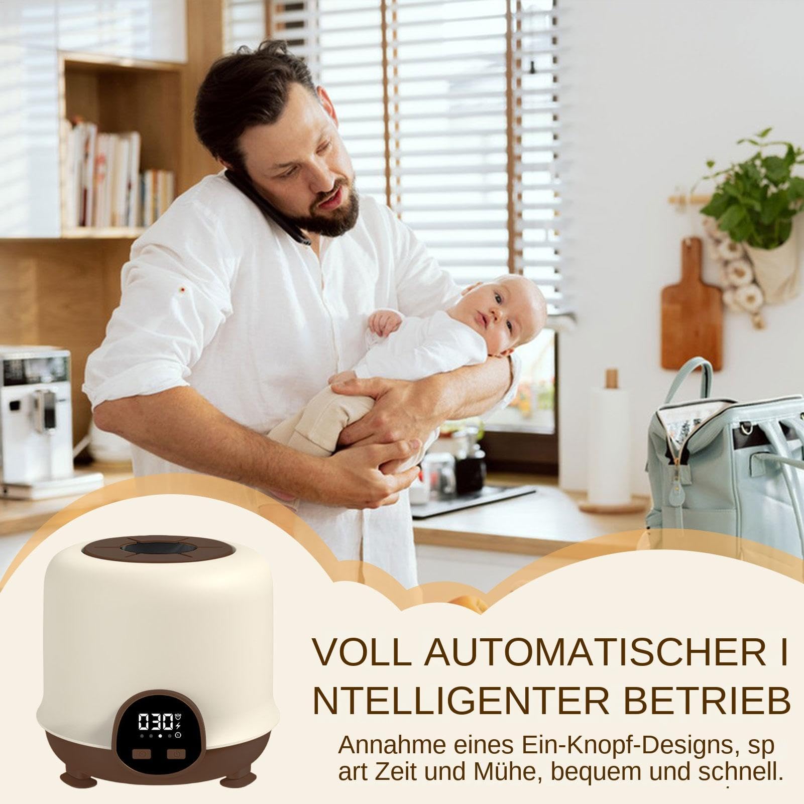 Electric Baby Milk Shaker, Automatic Bottle Mixer, Low Noise 360° Bidirectional Stirring, LED Display, (6.02x5.71x5.71 inches), Ideal for Formula Mixing, Anti-Bloating
