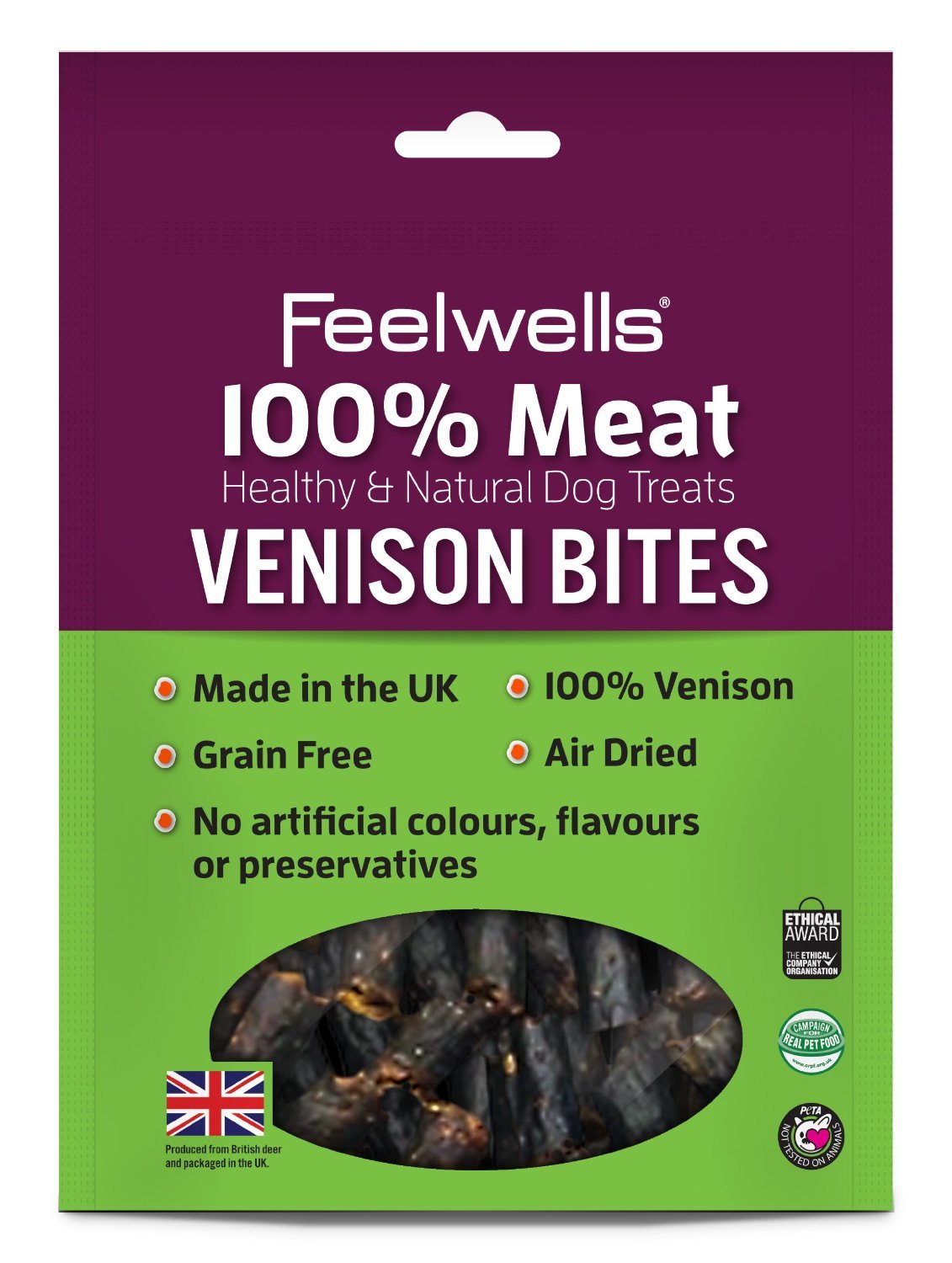 Feelwells 100% Meat Treats Venison Bites 100g (Pack of 10)
