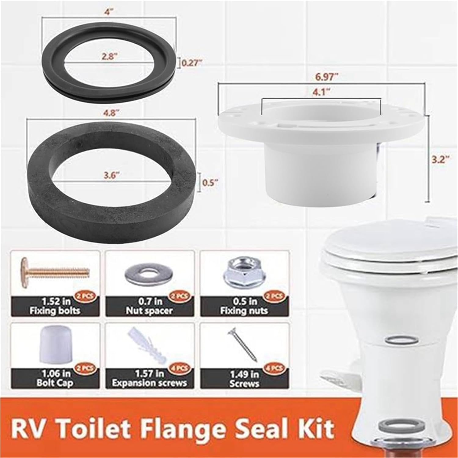 RV Toilet Flange RV Toilet Seal & Flange Kit - Perfectly Compatible with Series Toilets Durable
