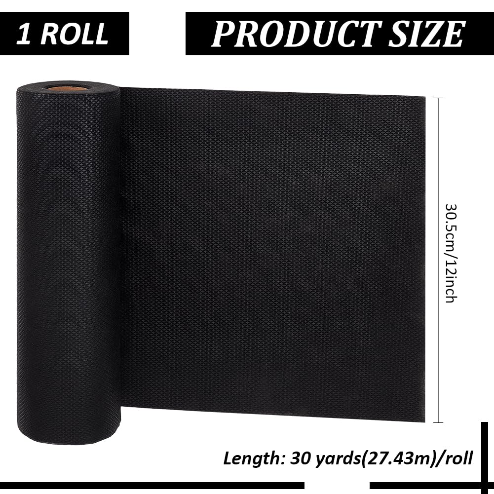 BENECREAT 30 Yards Black No Show Mesh Fabric, 12 Inch Iron on Nylon Fabric Embroidery Stabilizer Backing for Machine Embroidery and Hand Sewing