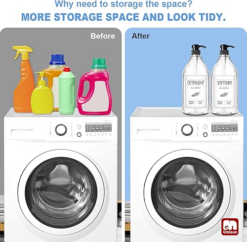 Miniatura 3 de GMISUN Dispensador de detergente de vidrio para ropa paquete de 3 unidades de 64 onzas dispensador de detergente líquido para ropa sucia dispensador