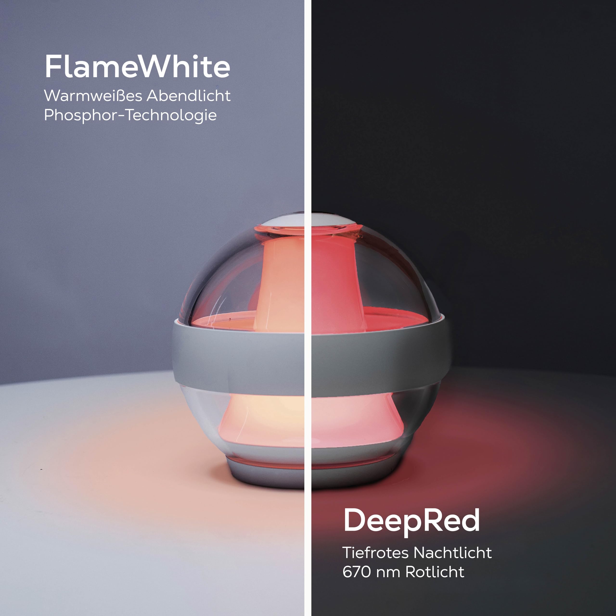 CleanSleep Nachtlicht – Rotlicht Lampe & warmes Abendlicht für ruhige Schlafroutinen – Dimmbares LED Licht mit Akku, Touchsteuerung & Deep Red Light