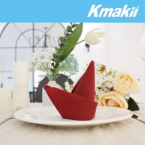 Miniatura 9 de KMAKII Paquete de 50 servilletas de papel desechables de color verde con sensación de lino para invitados, como servilletas de cena, servilletas de