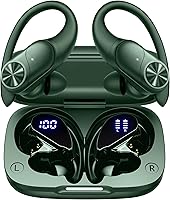 Vista 1 de PocBuds Bluetooth Headphones Wireless Earbuds 80hrs Playtime Wireless Charging Case Digital Display Sports Ear Buds with Earhook Deep Bass IPX7