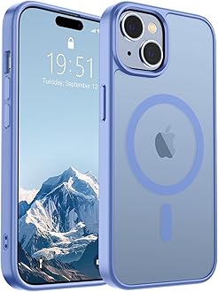 SUPFINE Magnetic for iPhone 15 Case (Compatible with MagSafe) (Military Grade Drop Protection) Slim Translucent Matte Shockproof with Anti-Fingerprint Phone Case, Blue Purple