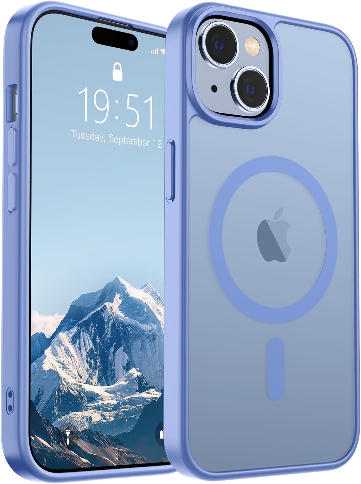 SUPFINE Magnetic for iPhone 15 Case (Compatible with MagSafe) (Military Grade Drop Protection) Slim Translucent Matte Shockproof with Anti-Fingerprint Phone Case, Blue Purple