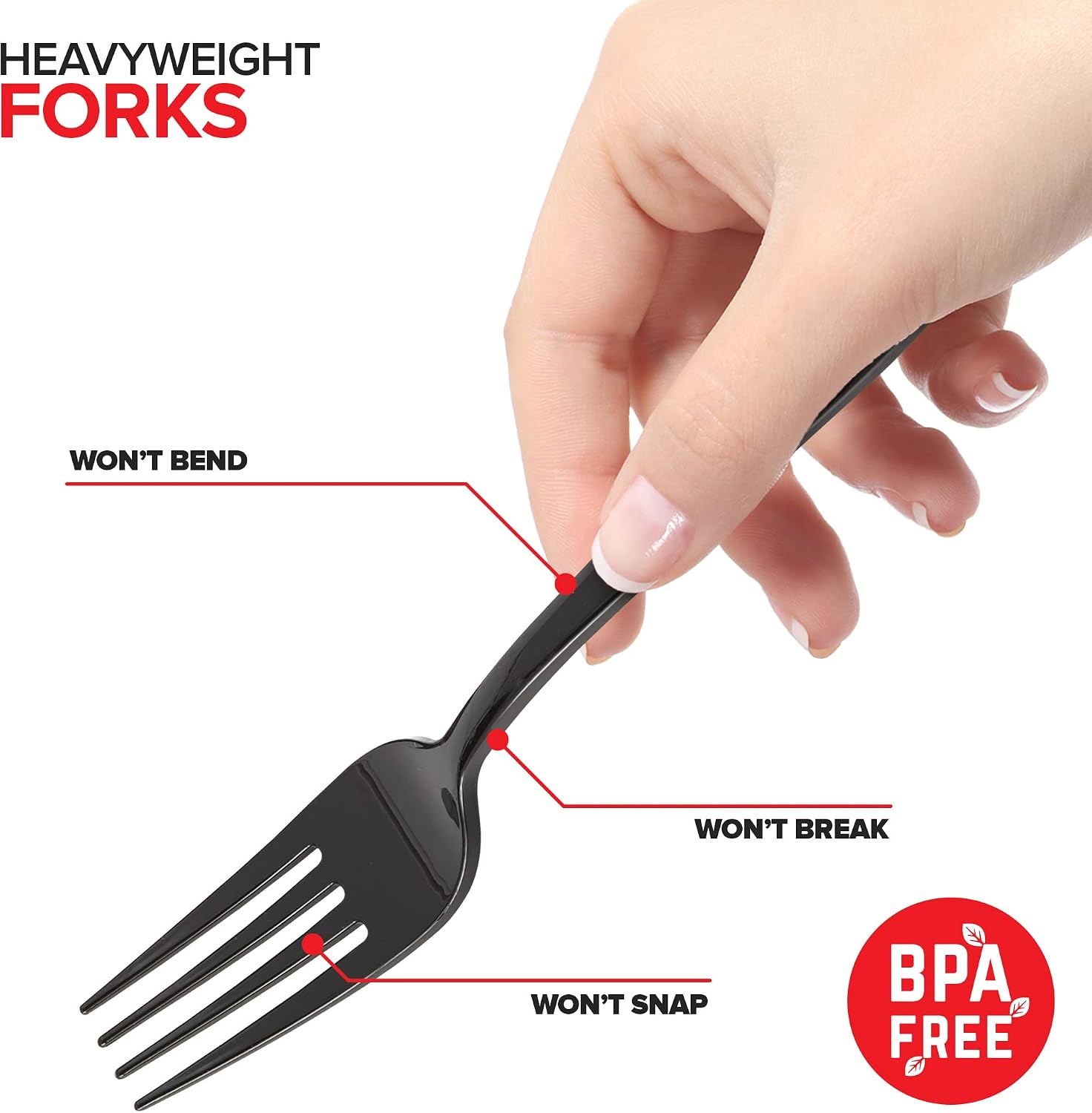 (1500-Count) Plastic Forks, Disposable Silverware for Dinner, Heavy Duty Utensils, Heavyweight Party Flatware, Bulk Cutlery in Black - Stock Your Home