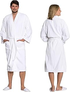 Bademantel in weiß - hautfreundlich und super saugstark - für Damen und Herren - Baumwolle - Größe S-6XL - waschbar bis 95°C - Hotelqualität - Oeko Tex® zertifiziert, 019