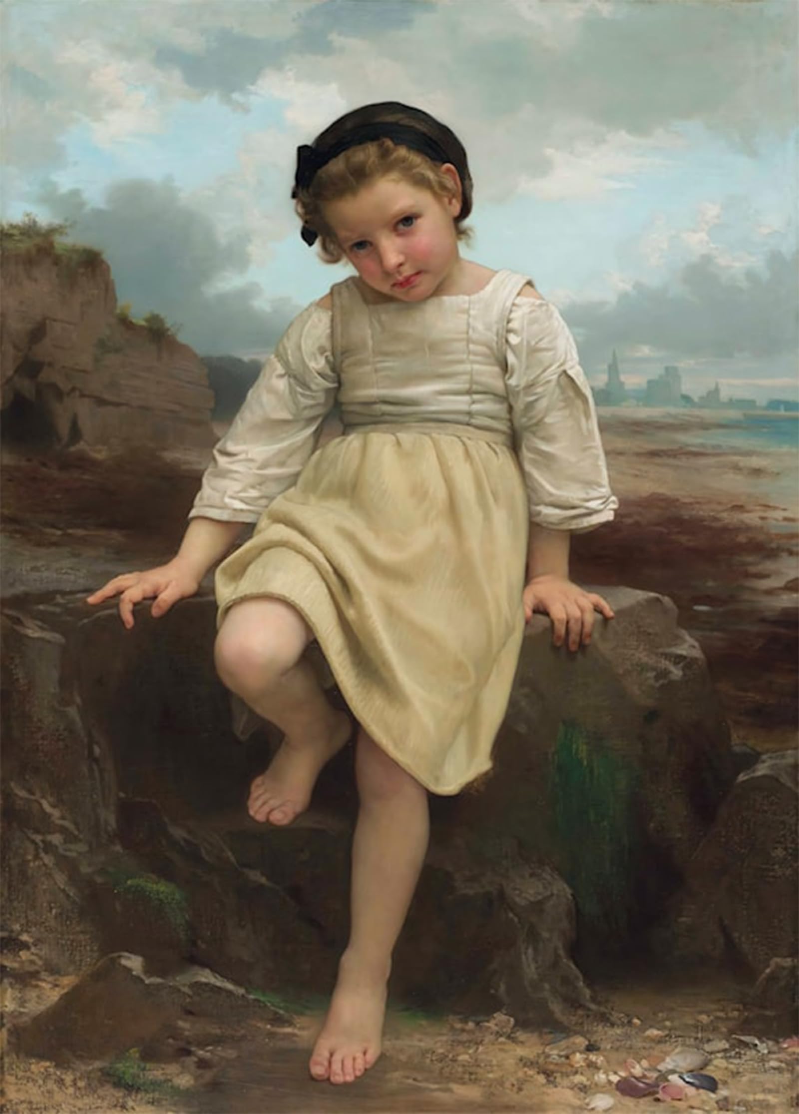 POSTERIIk Vintage Art Print Images Pictures Print Sur Le Rocher by William Adolphe Bouguereau Modern Colour Posters for Office Home Decor 60x90cm