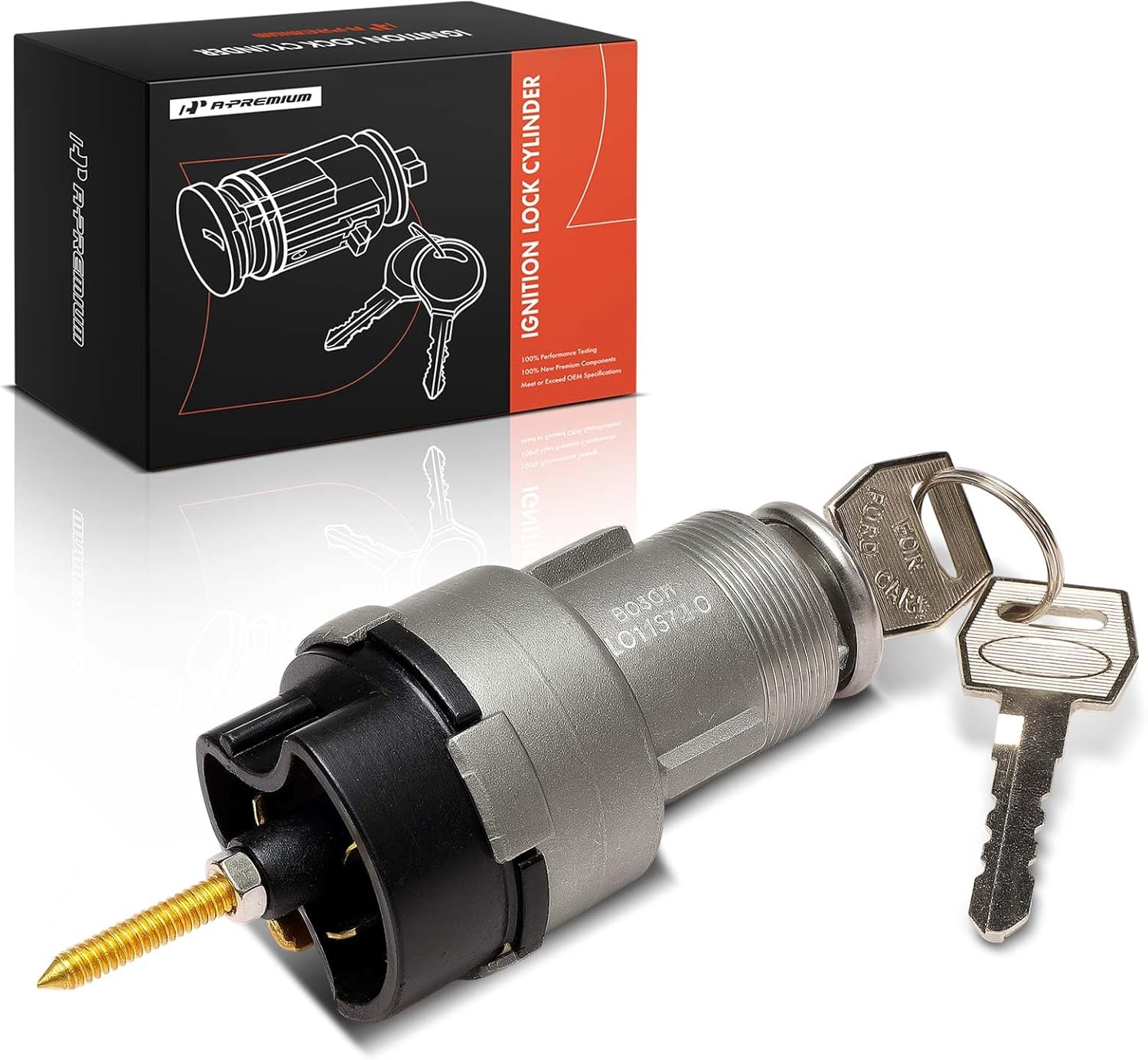 A-Premium Ignition Lock Cylinder with 2 keys Compatible with Ford & Mercury Vehicles - F-250/F-350 1967, Mustang 1967, F-100, Country Sedan/Squire, Custom, Galaxie, Fairlane, Falcon, Ranchero