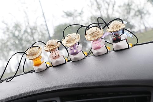Miniatura 6 de Accesorios para colgar en el espejo del automóvil, lindo adorno de pato oscilante para el tablero de instrumentos (lentes de sol de espejo de patio)