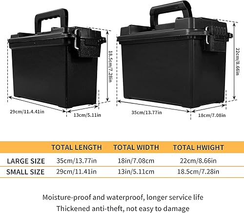 Miniatura 2 de Paquete de 2 latas de munición de plástico de 30 y 50 cales, caja de almacenamiento de municiones para rifle de escopeta, pistola y pistola de