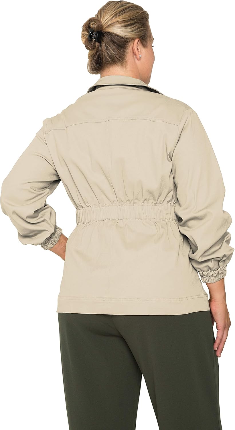 Standards & Practices Plus Size Women's Khaki Snap Front Utility Anorak Jacket