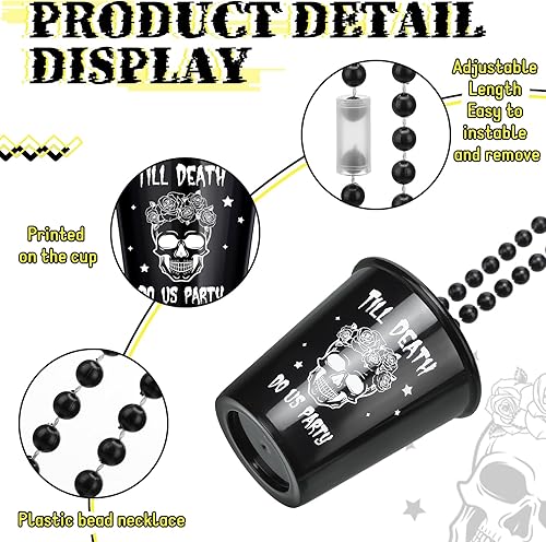 Miniatura 3 de Kigeli 12 piezas de collar de cuentas de vidrio de chupito de novia o muerte para despedida de soltera, Halloween, hasta la muerte, haznos fiesta,