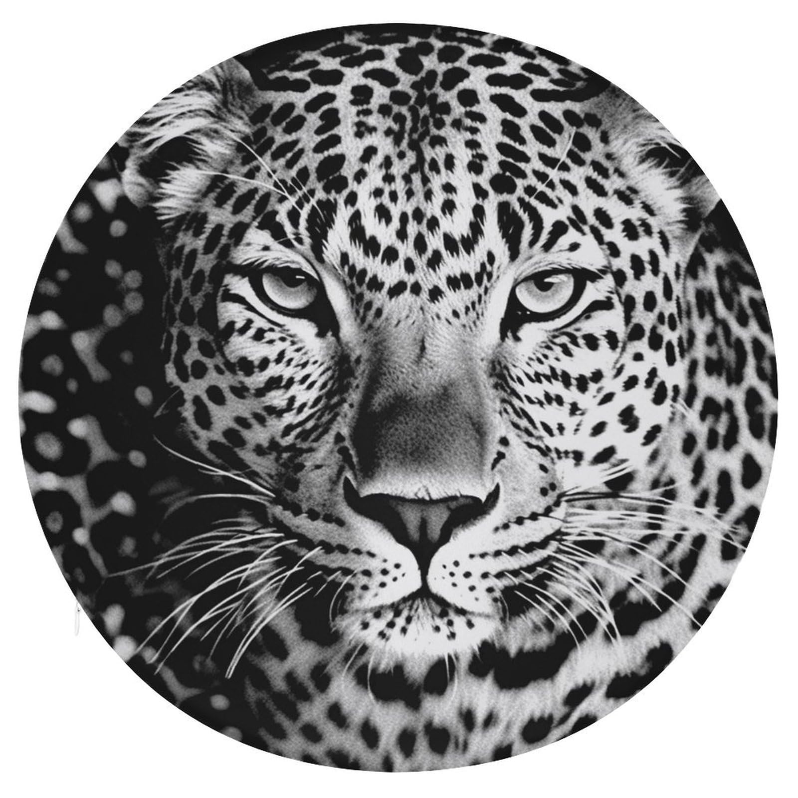 Wsoihfec Style Black And White Leopard Face Seat Cushion Round Chair Pad