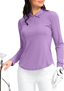 Women's Golf Shirts Lightweight UPF 50+ Long Sleeve Shirts UV Protection Quick Dry Cool Polo Shirts for Women Work Outdoor