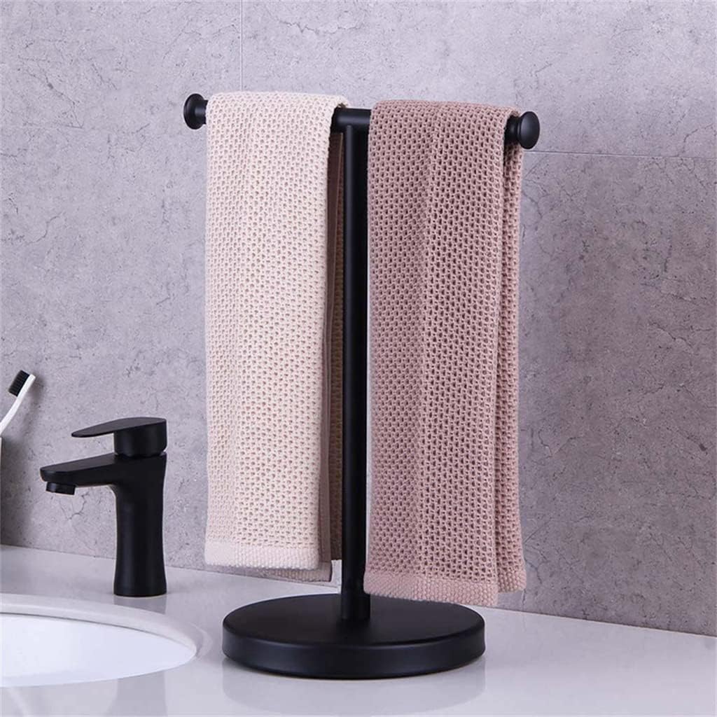 Movable Hand Towel Holder Standing Tree Rack Black Bath Stand Bathroom Hanger Vanities Countertop