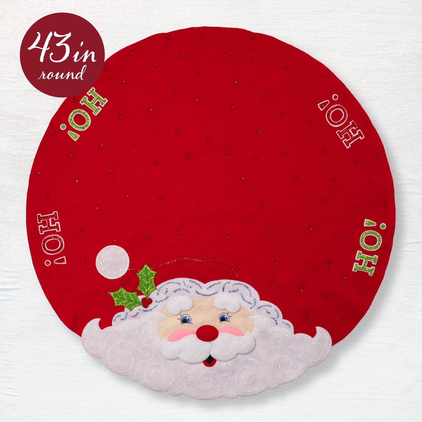 Bucilla, Jolly Santa, filcowa aplikacja zestaw do robienia spódnic choinkowych, idealny na wakacje DIY Needlepoint Arts and Crafts, 89640E