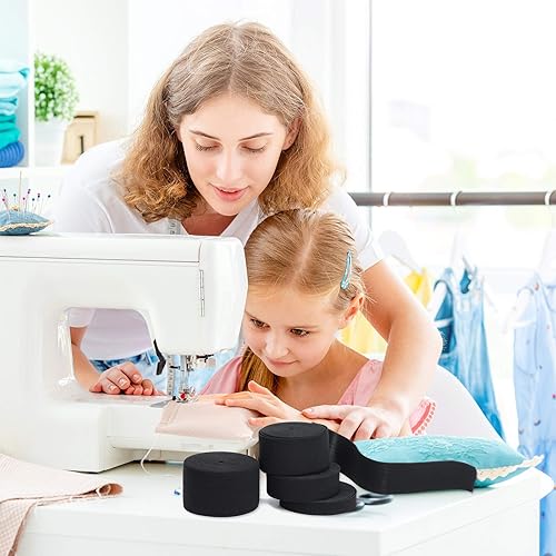 Miniatura 2 de Bobina elástica de punto elástico pesado de 5 yardas (negro, 5 yardas x 2 pulgadas)