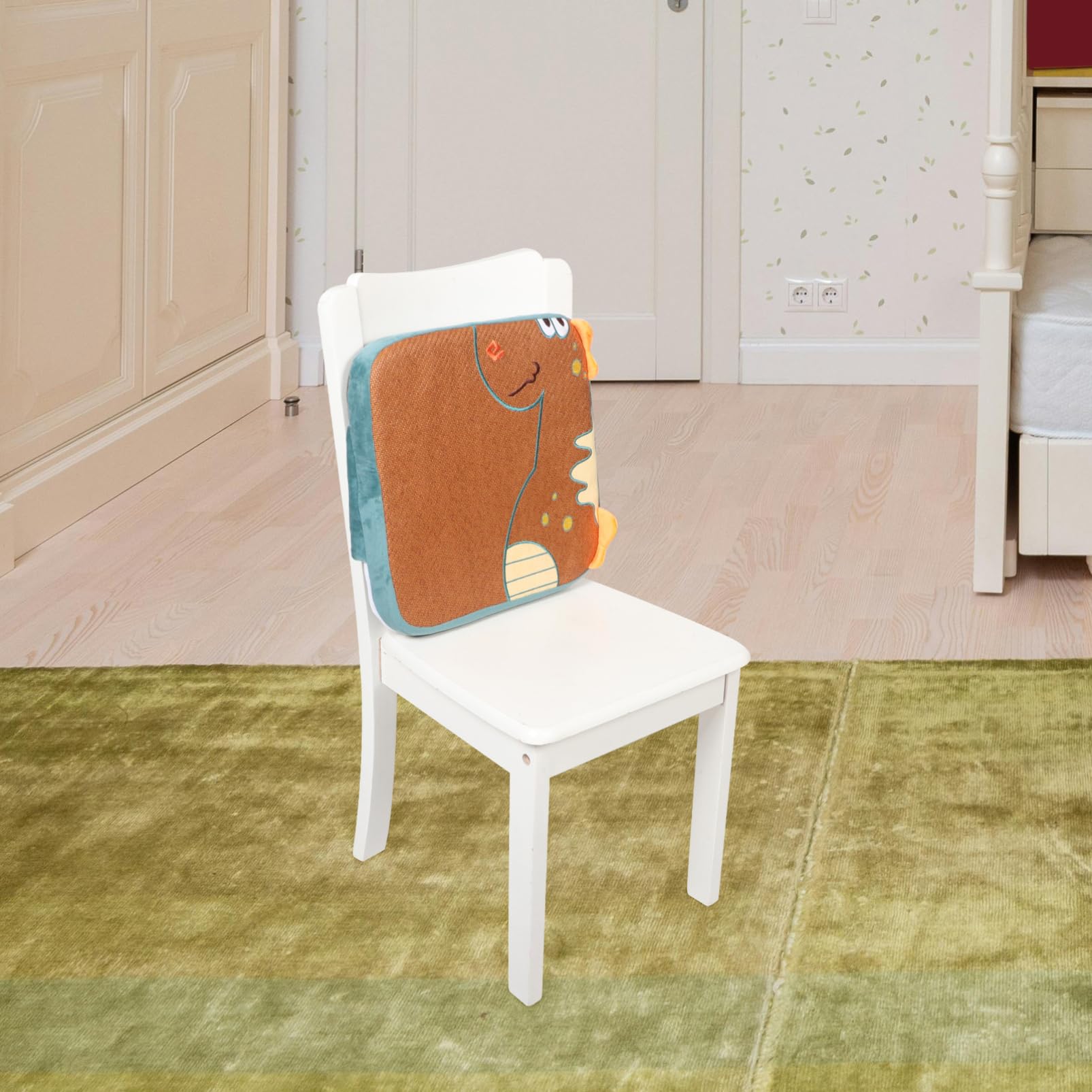 ibasenice Kinder Sitzerhöhung Grün aus Stoff mit Cartoon Muster | Esszimmerstühle, Bequemes Sitzkissen, Sommer und Lernen, Passend für Kinder und Kleinkinder