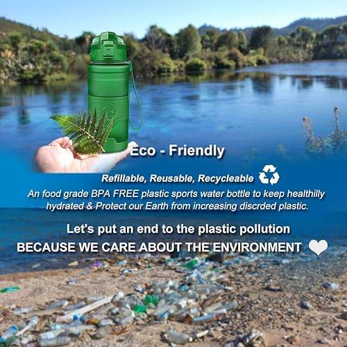 Miniatura 57 de Botella de agua deportiva Zorri, 13.5, 17, 23.6 onzas, sin BPA, a prueba de fugas, ligera, para exteriores, campamento, ciclismo, fitness, gimnasio