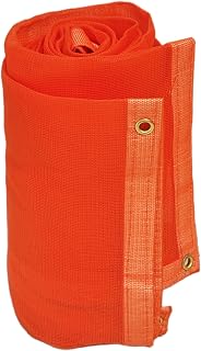 24-552-0608 220GSM Heavy Duty Orange Mesh Tarp - 6' x 8' Reinforced Rip-Resistant Construction Mesh Tarpaulin with Brass Grommets - 12mil Durable Protection for Agriculture, Landscaping