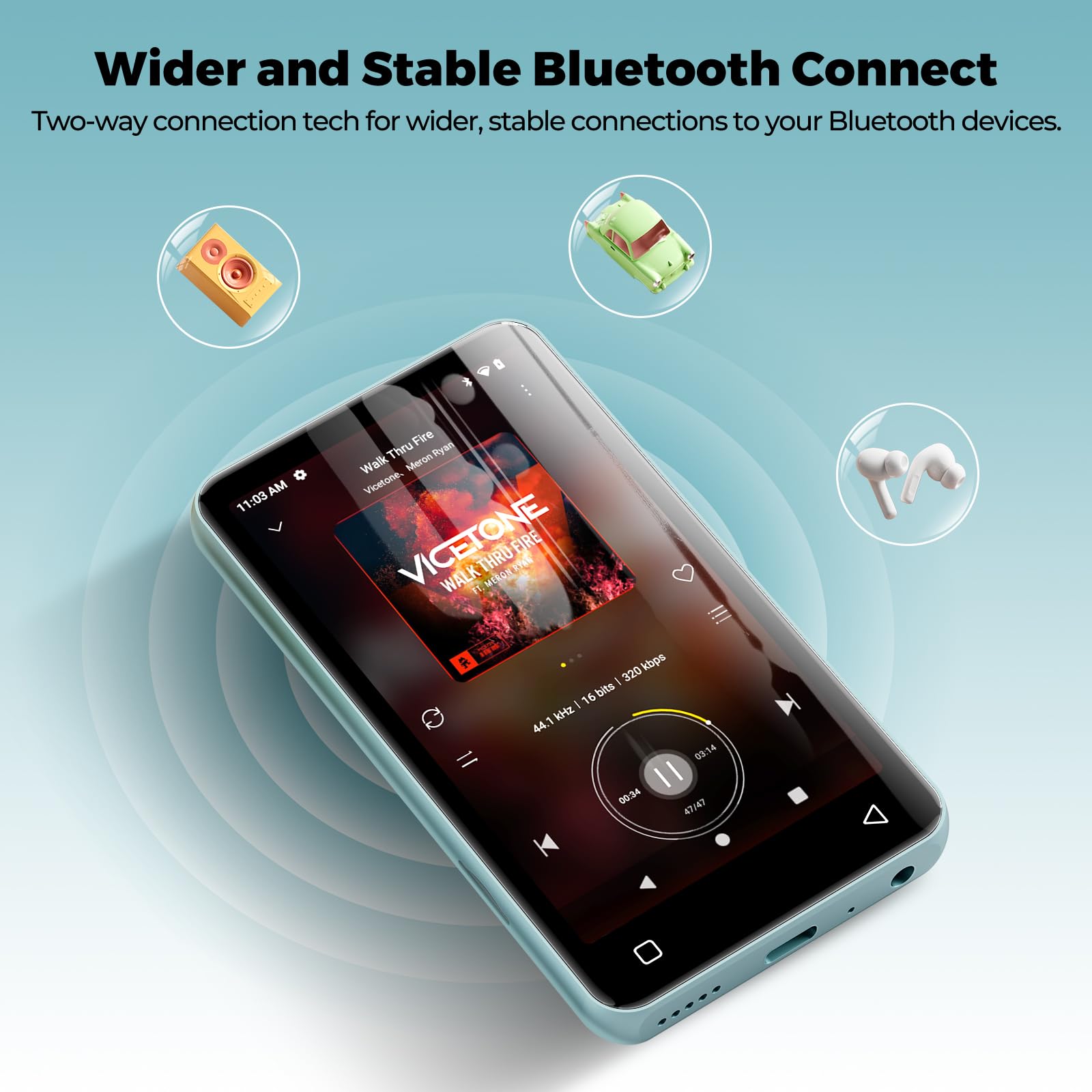 Reproductor MP3 de 160 GB con Bluetooth y WiFi, reproductor de música innioasis con Spotify, Pandora, Amazon Music, pantalla táctil de 4 pulgadas, reproductor de MP4 y MP3 para niños con Libby,