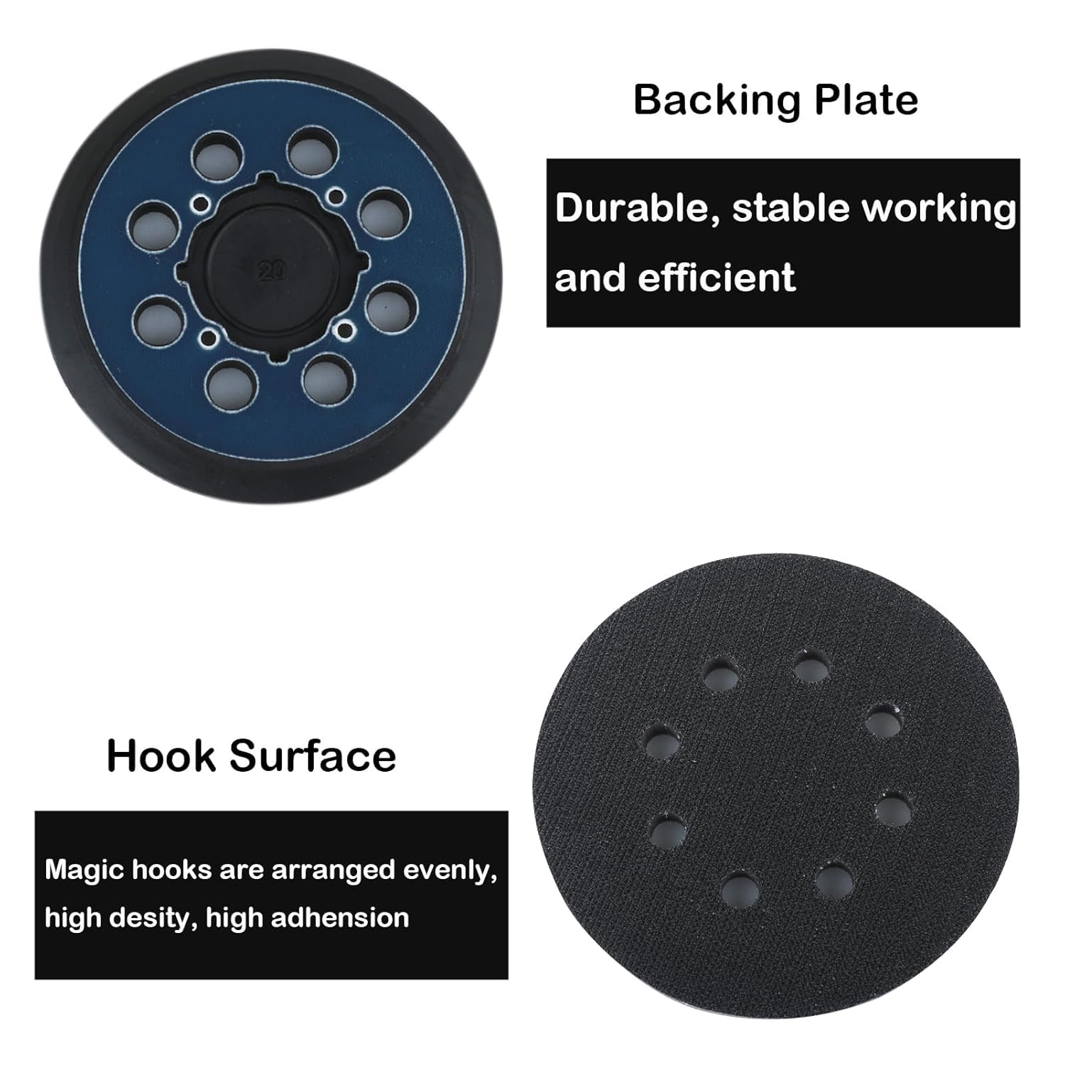5 Inch Random Orbital Sander Replacement Pad, Replacement Compatible with DeWalt DWE6423/6423K, DWE6421/6421K, DCW210B with 8 Hole Hook Loop Foam & Sanding Backing Pads Sanding Discs