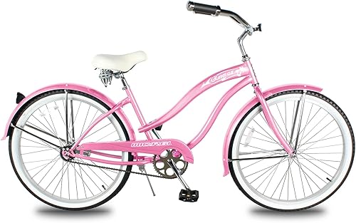Vista 17 de MICARGI Bicicleta híbrida para adultos de 24/26 pulgadas, bicicleta híbrida de 1/7 velocidades para mujeres, hombres, personas mayores, bicicleta