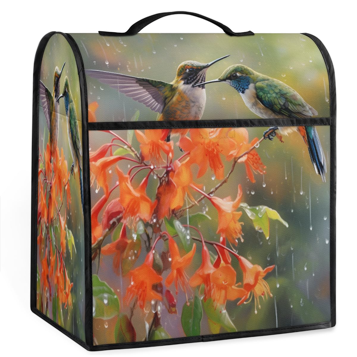 Coffee Maker Cover Hummingbird Pattern Kitchen Appliance Covers Small Appliance Covers Blender Cover Juicer Cover Dust Covers for Kitchen Appliances with Top Handle and Pockets,Washable,C310