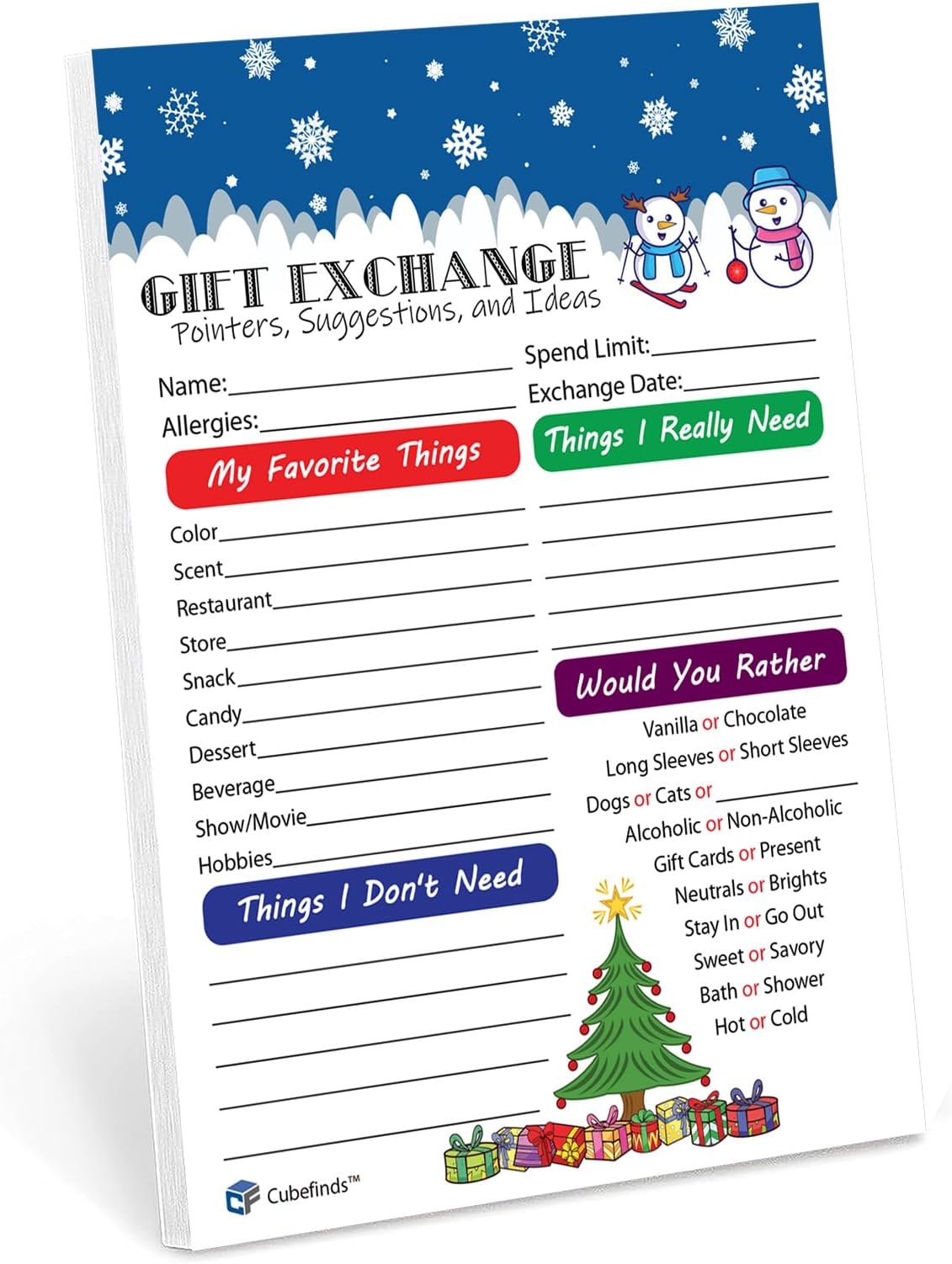 Holiday Gift Exchange / Secret Santa Questionnaire