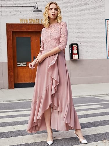 Miniatura 3 de Miusol Vestido Maxi Elegante de Dama de Honor con Volantes de Encaje Floral para Mujer