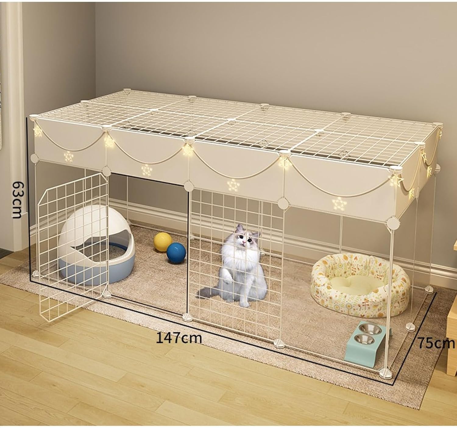 Cat Kennels for Indoor Cats,Kitten Cage DIY Pet Playpen Metal Kennel for 1-2 Cats,Ferret,Chinchilla,Rabbit,Small Animals,Kitty,Squirrel,Rv Travel,Camping,4b