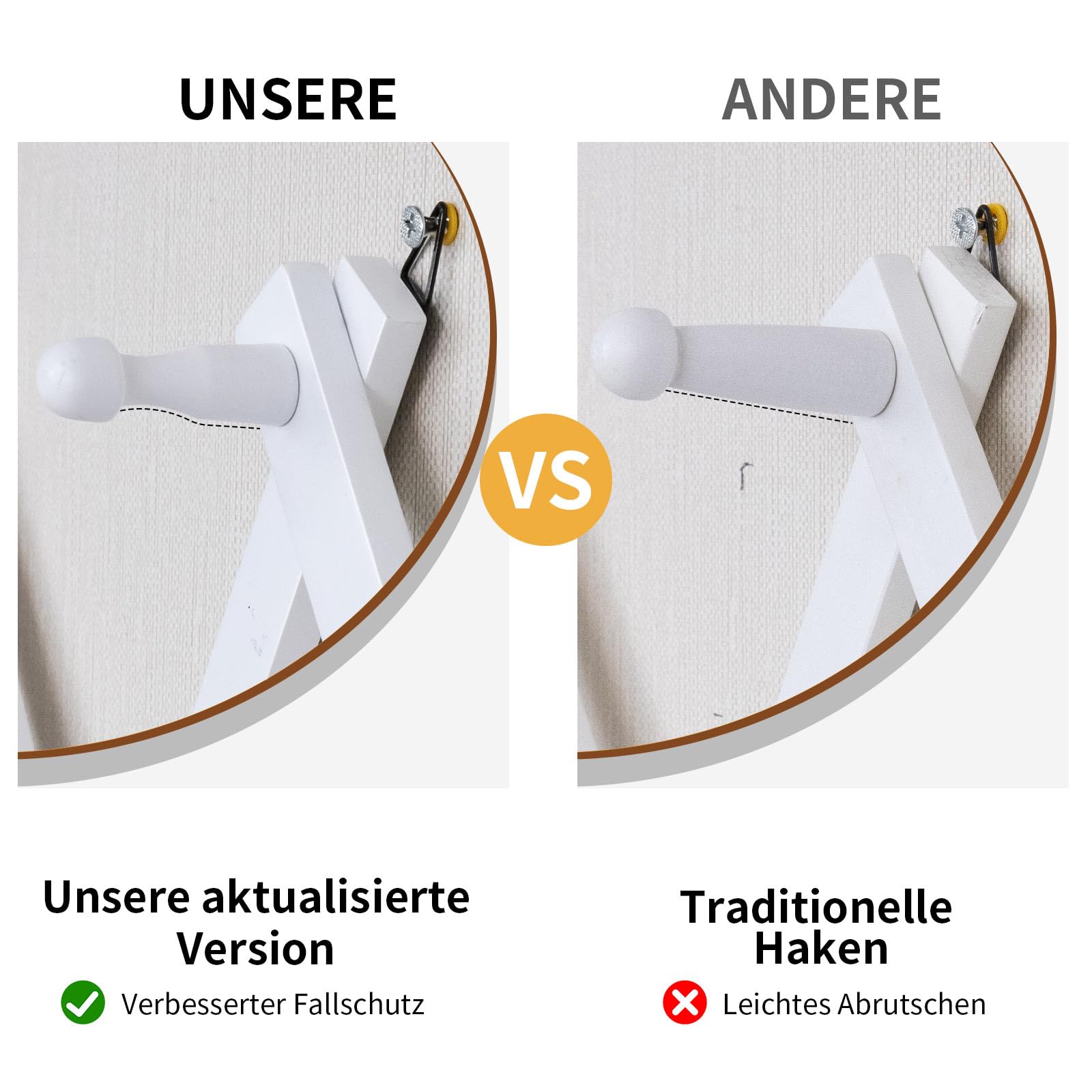 Qiannhee Wandgarderobe aus Massivholz, Verstellbare Garderobenleiste 80-100cm mit 16 Haken, Für Wohnzimmer & Flur（Weiß）