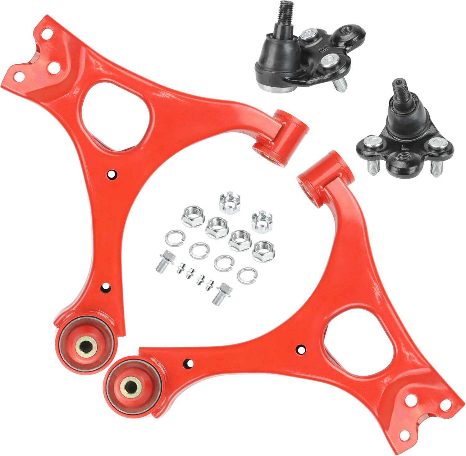 Front End 12pc Lower Control Arms Suspension Kit for 2006-2011 Honda Civic, Upgraded PU Bushings, 8th Gen Civic Suspension Kit Replacement - Red