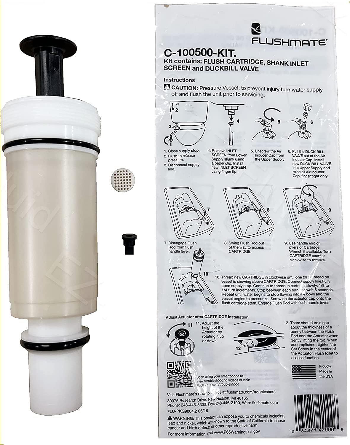 Genuine Original Replacement For Sloan C100500K Flushmate Cartridge