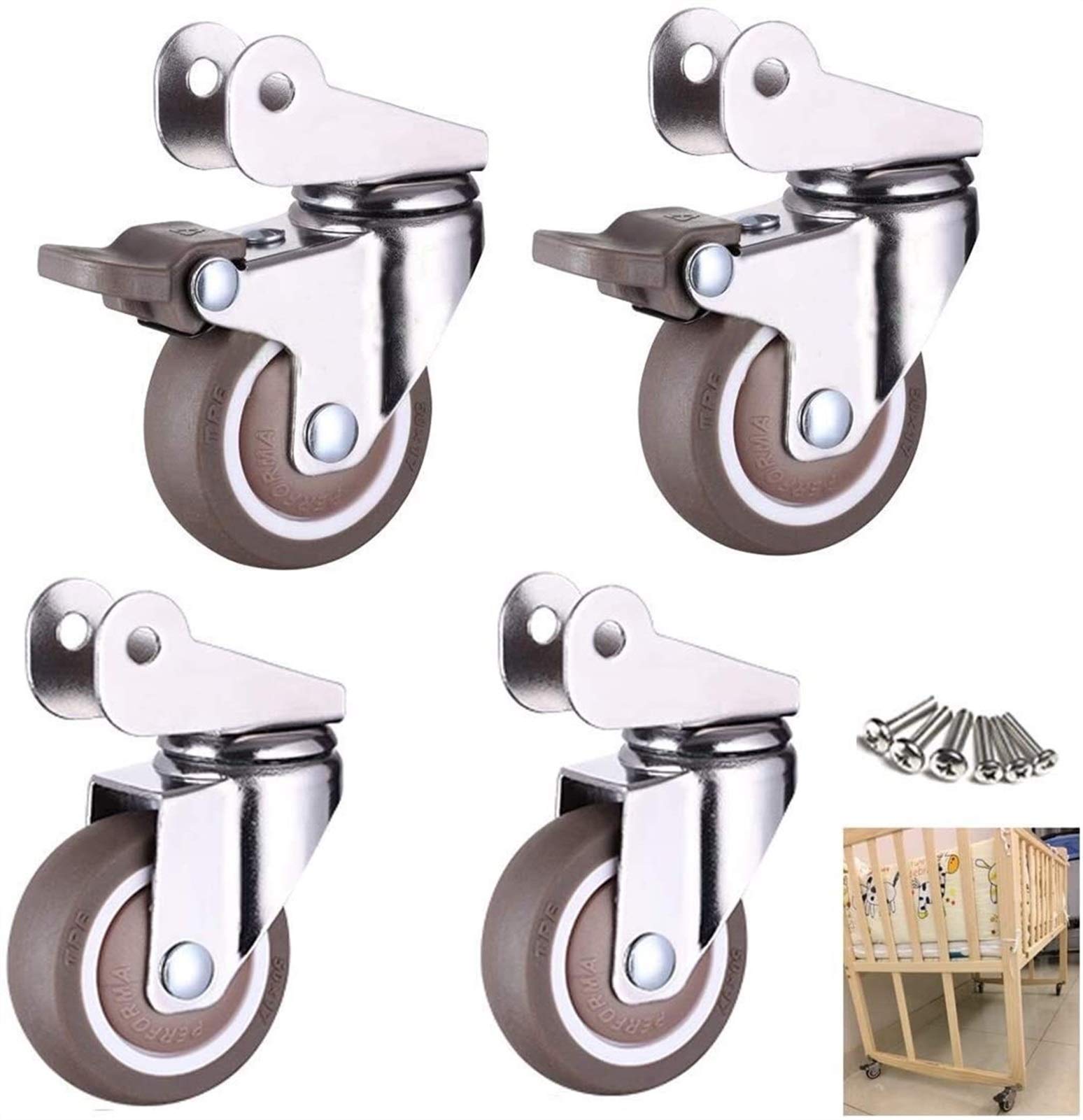 Roulettes de meubles pivotantes et roues de chariot en caoutchouc (lot de 4 petites roues)