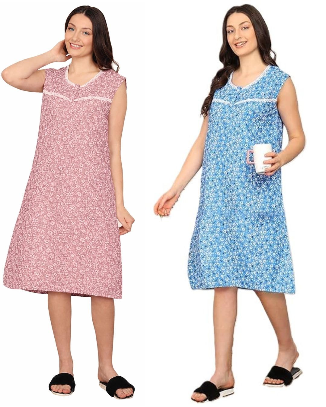 vlazom Women Dressing Gown, Lightweight Waffle Robe Soft Cotton Bathrobes Mid-Length Robes with Pockets for All Seasons Spa Hotel Sleepwear Size UK 6-24-picture-11