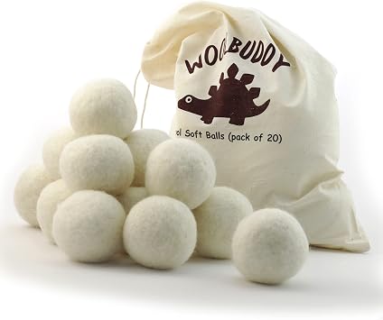 Woolbuddy Felt Balls 12pcs Assorted Size Wool Pom Poms 3", 2.7", 2" with Drawstring Bag White Felt Balls for Crafts, DIY Garland, Christmas Ornaments, Needle Felting Projects
